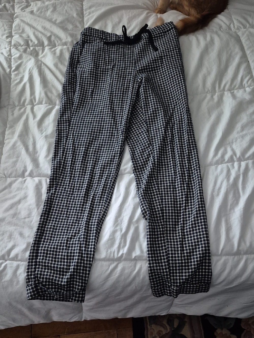 Mango Black and White Gingham Casual Pants